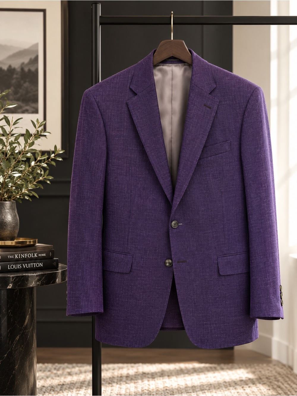 Paul Fredrick Men's Purple Blazer - Classic Two-Button Sport Coat